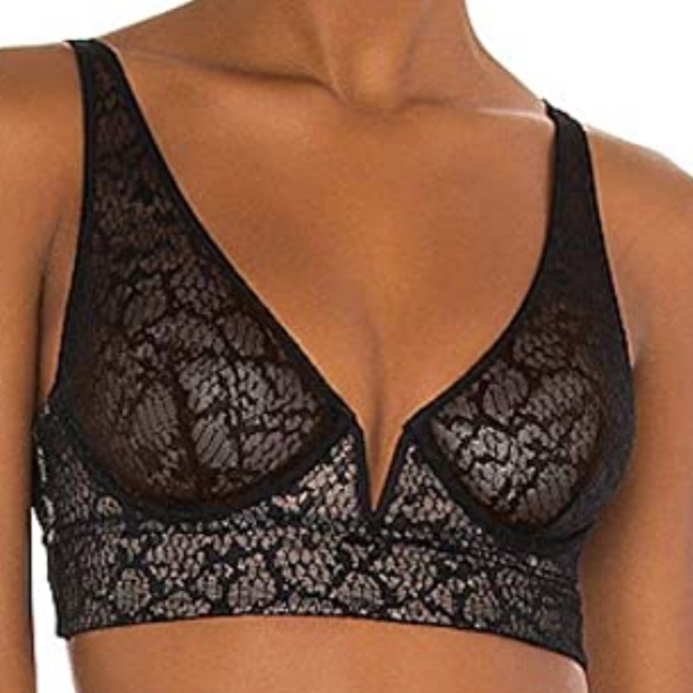 🔥 Free People Women's Lace Underwire Bra Black M NWT - Picture 1 of 7